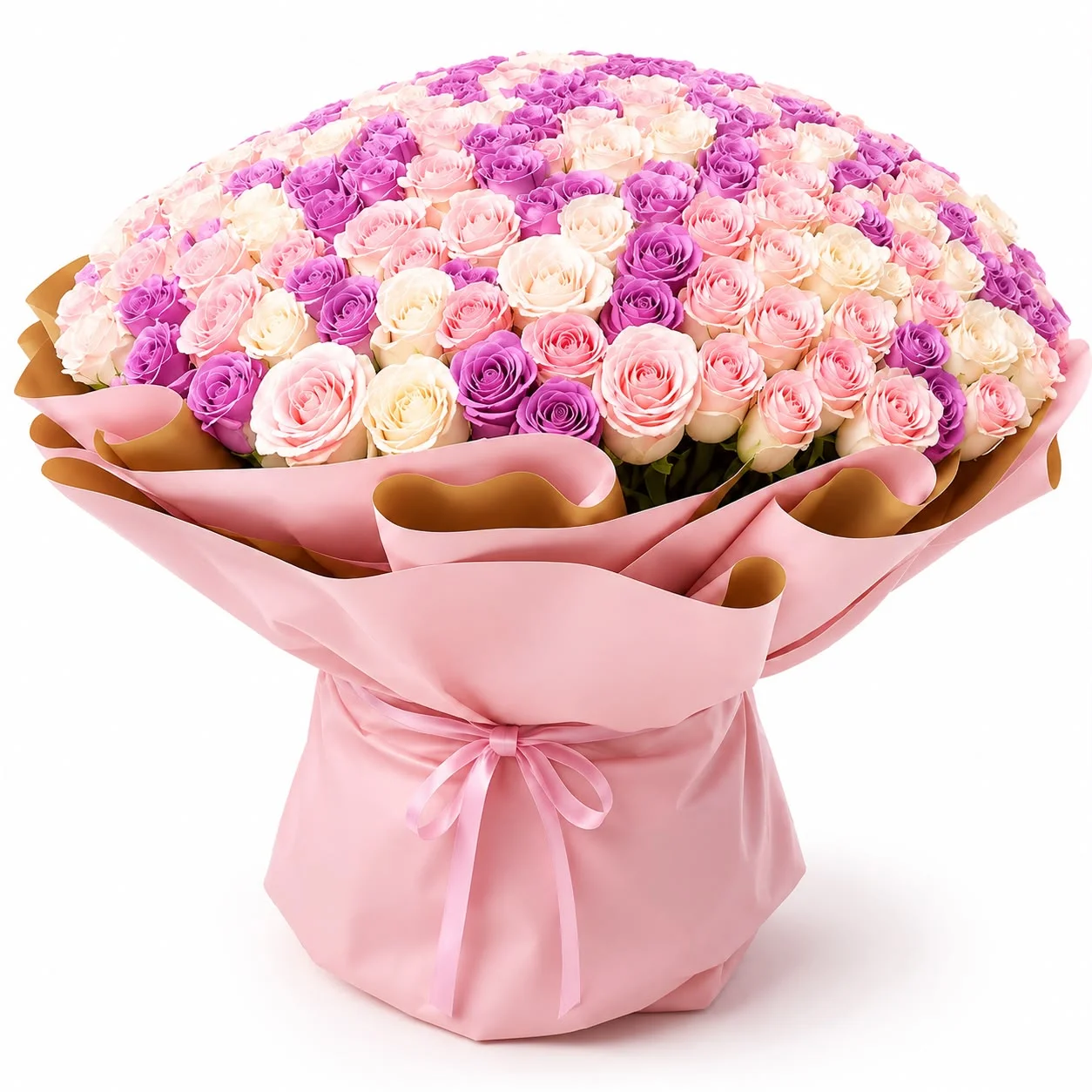 Grand Women’s Day 201 roses bouquet with pink and purple roses for an extraordinary Emirati woman